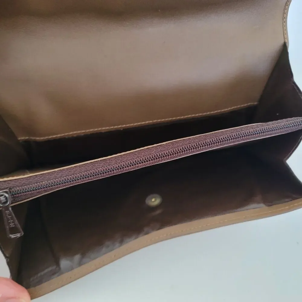 Valentino Vintage Bifold Logo‎ Brown Wallet Large Vintage Envelope Italian Retro